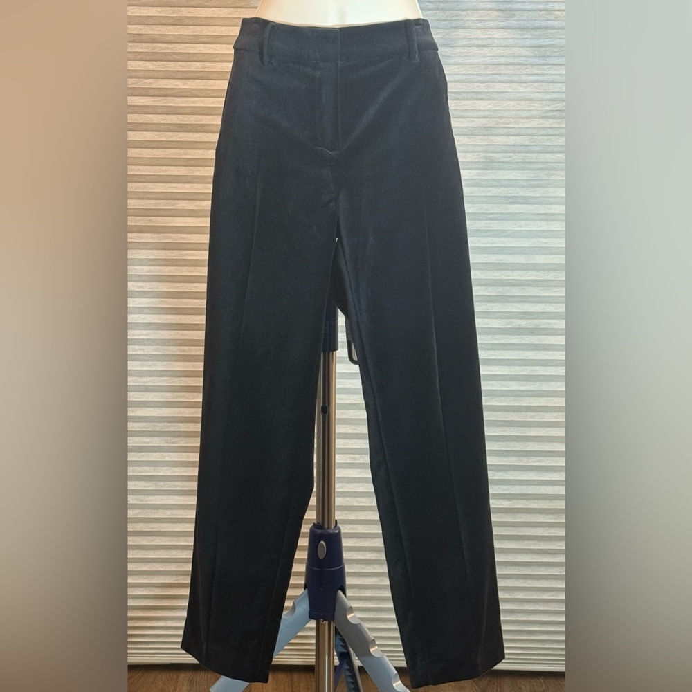 LOFT Rivera Black Straight-Leg Mid-Rise Ankle Velvet Women's Pants